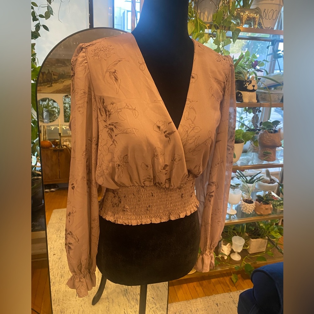 Truth Blush Floral Wrap Blouse